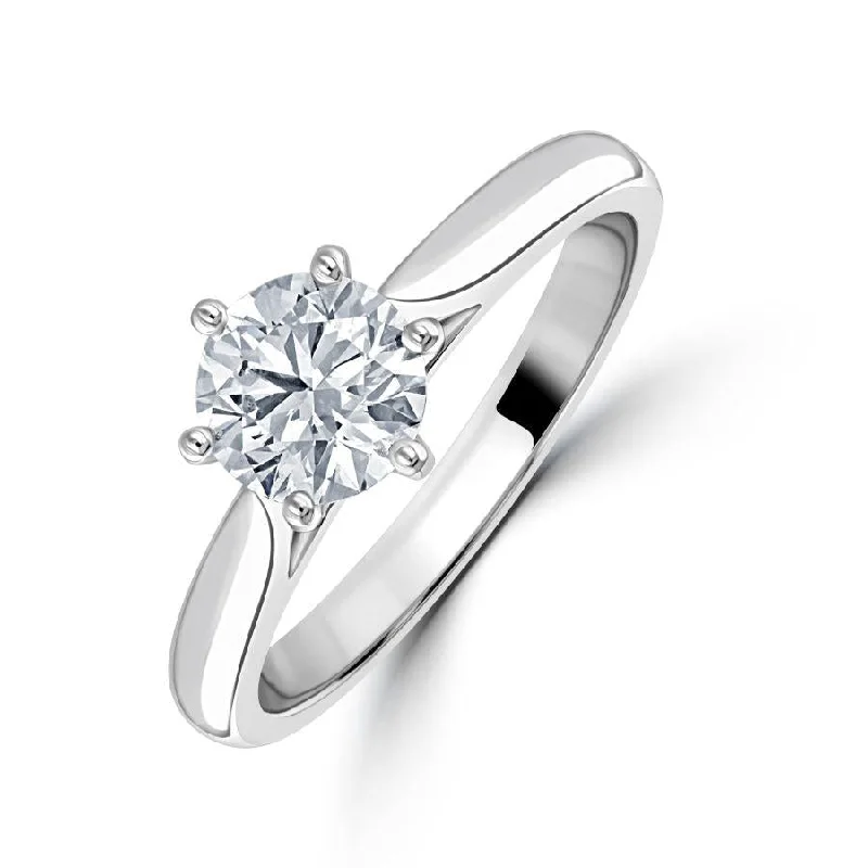 1.00ct Round Brilliant Cut Diamond Solitaire Platinum Ring