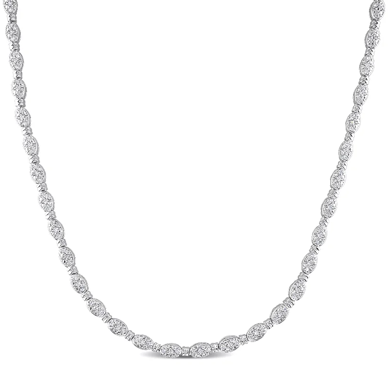 Chunky gem necklaces-Miadora Sterling Silver 1/2ct TDW Diamond Tennis Necklace