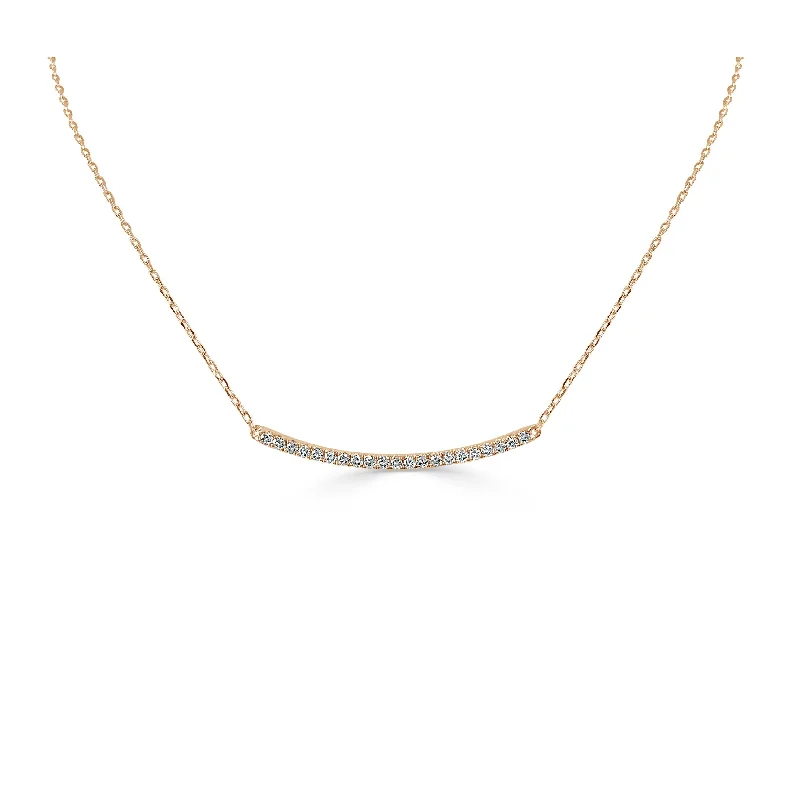 Vivid stone necklaces-Joelle Diamond Bar Necklace - Horizontal Diamond Bar With 14K Gold Chain Available in Rose, White, Yellow