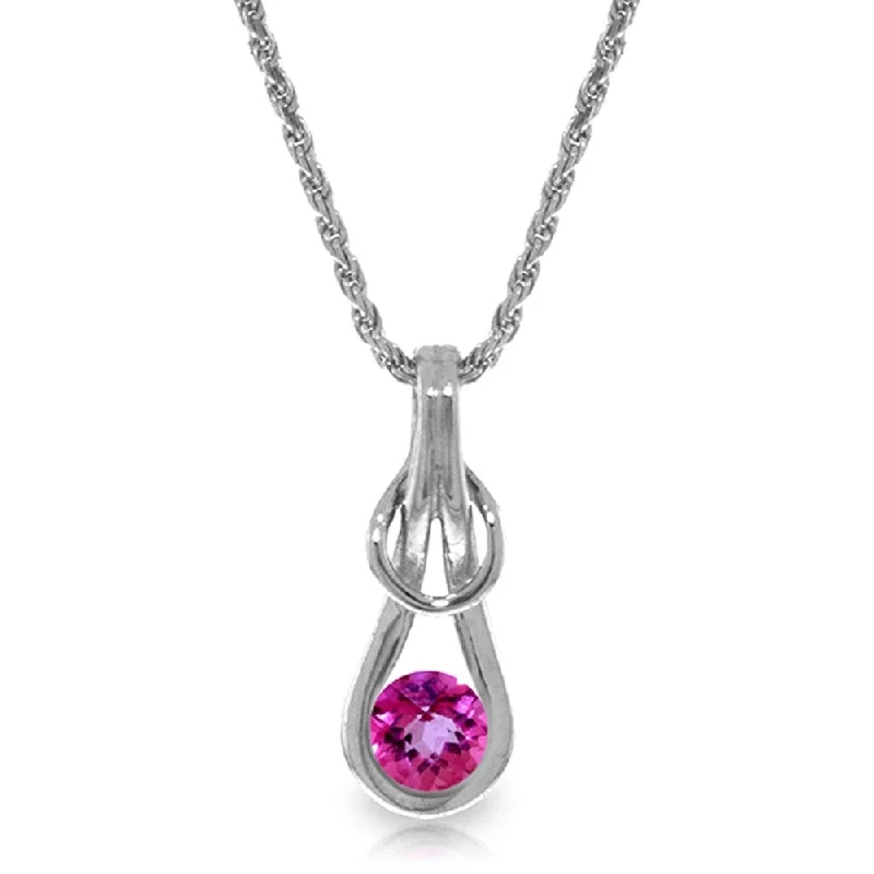 Sapphire gem necklaces-0.65 Carat 14K Solid White Gold Amethystong Other Faces Pink Topaz Necklace