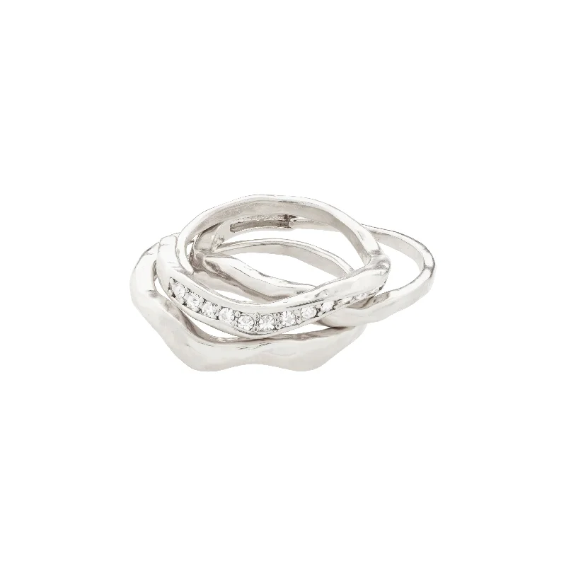 Braided motif rings-Braided motif rings-TRUE ring 3-in-1 set silver-plated