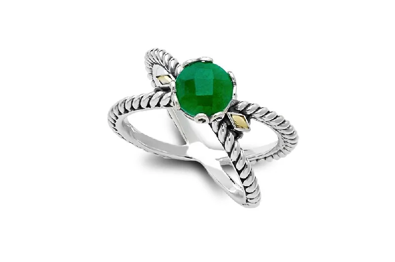 Sleek rose rings-Sleek rose rings-Glow "X" Ring- Emerald