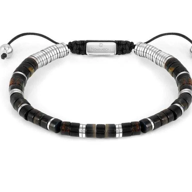 Nomination Instinct Style Silver Black/Brown Jasper Bracelet