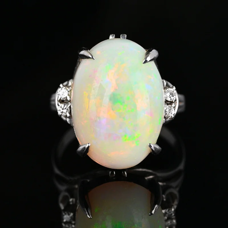 Sleek shank rings-Sleek shank rings-Magnificent Platinum Diamond 4.25 CTW Opal Ring