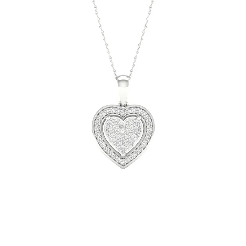 Slanted design necklaces-1/6ct TDW Diamond Halo Necklace in Sterling Silver