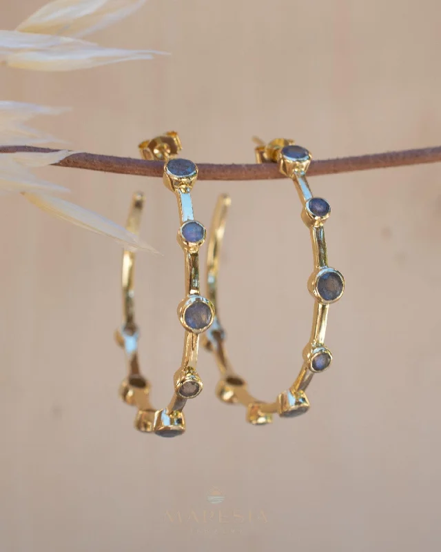 Bold cuff earrings-Margo Earrings * Labradorite ~ Gold Plated ~ ME218