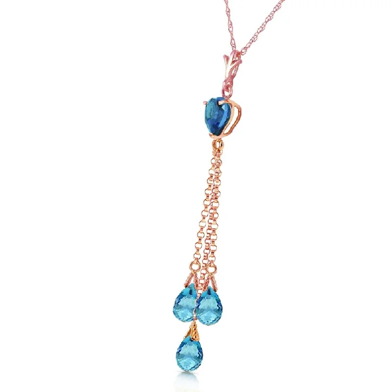 Lapis gem necklaces-14K Solid Rose Gold Necklace with Briolette Blue Topaz