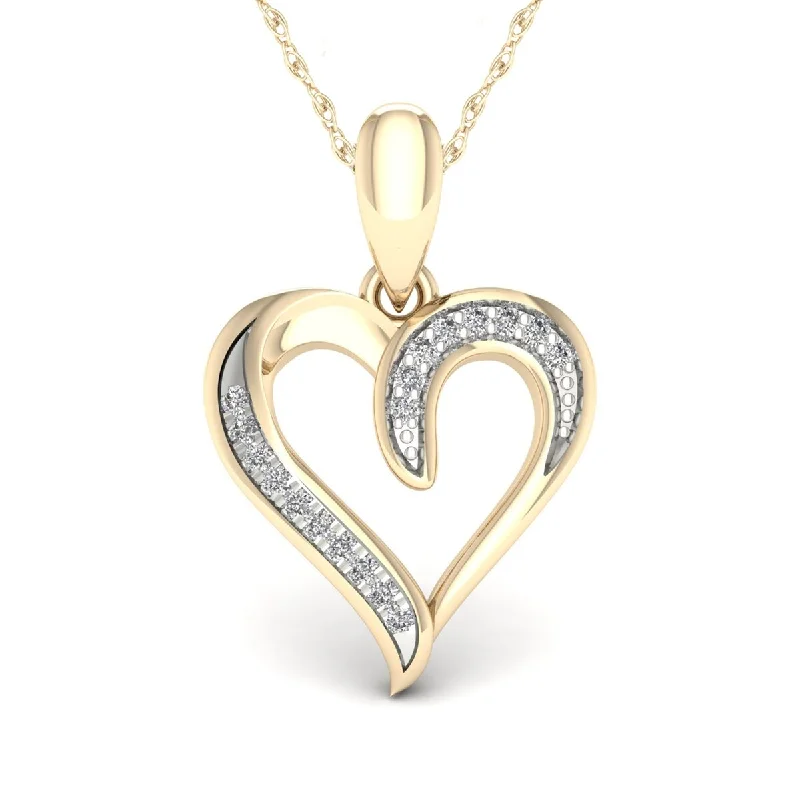 Radiant charm necklaces-De Couer 10K Yellow Gold 1/20ct TDW Diamond Necklace