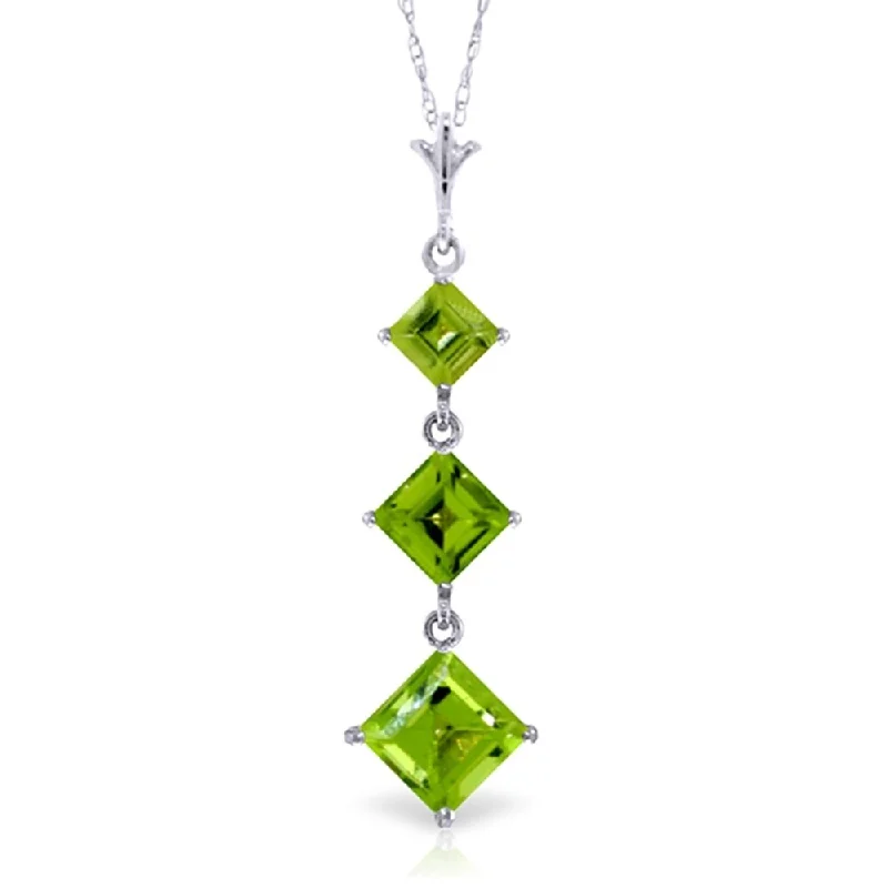 Quartz healing necklaces-2.4 Carat 14K White Gold Once I Believed Peridot Necklace