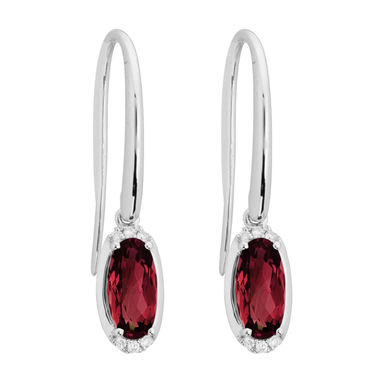 Fox wing earrings-Garnet & Diamond Oval Earrings