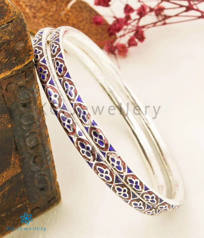 The Chittara Silver Meenakari Bangles (Brown/Blue/Size 2.4)