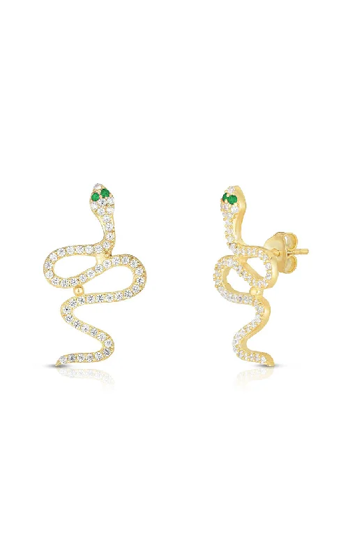 Stellar charm earrings-CZ Snake Stud Earring