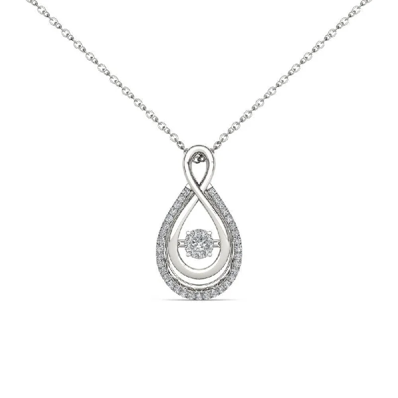 Minimal gem necklaces-De Couer 10K White Gold 1/8ct TDW Dancing Diamond Necklace - White H-I