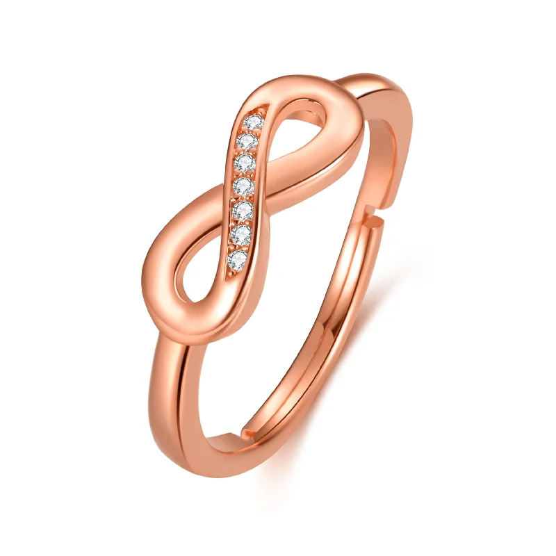 Light clay rings-Light clay rings-Rose Gold Plated Infinity Ring Created with Zircondia® Crystals