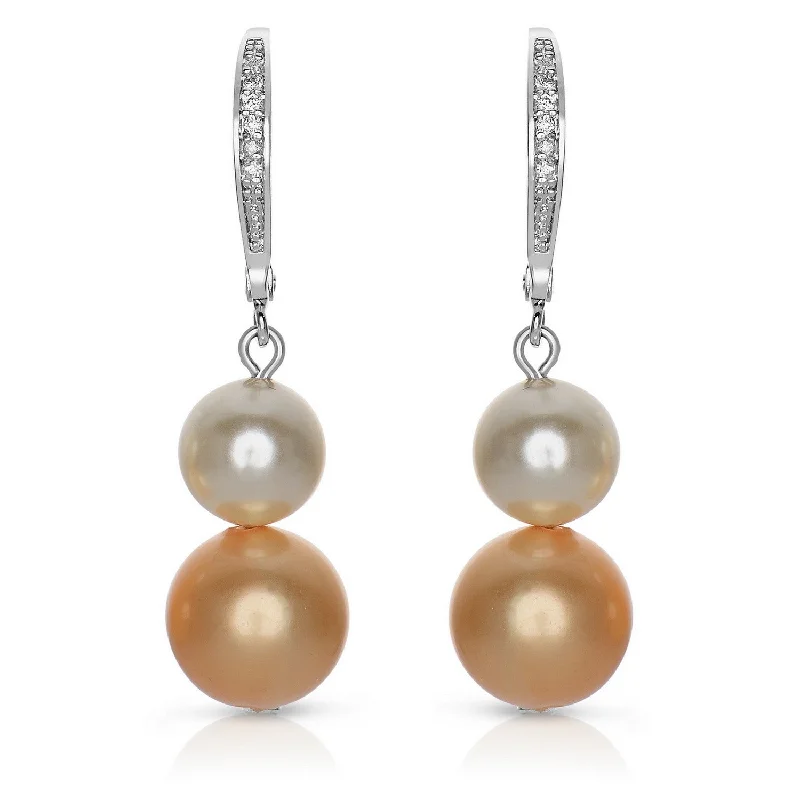 Swirl drop earrings-Marguerite Pearl And Cubic Zirconia Drop Earrings