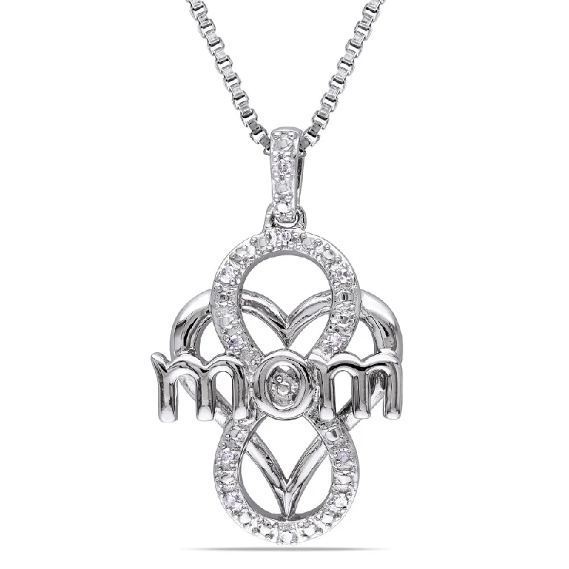 Smooth pendant necklaces-Miadora Sterling Silver Diamond Accent Heart "Mom" Necklace