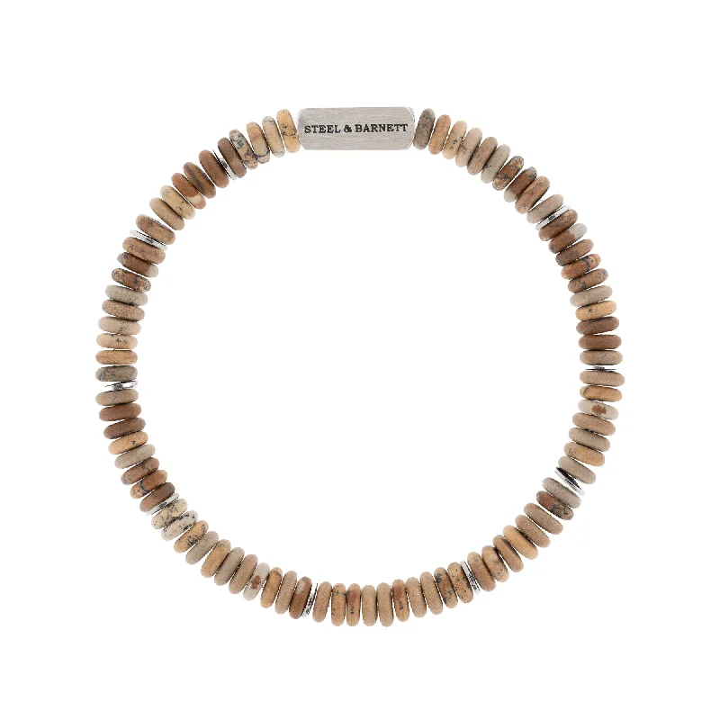 Picture Jasper Silver Two Tone Disc Bracelet