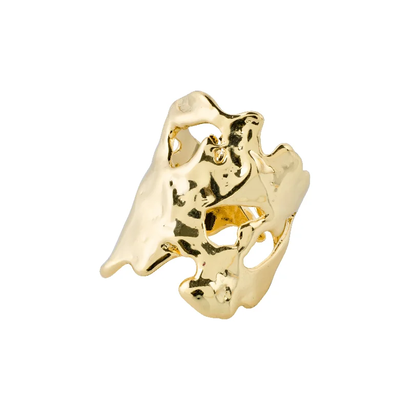 Sleek band rings-Sleek band rings-HAPPY organic shaped ring gold-plated