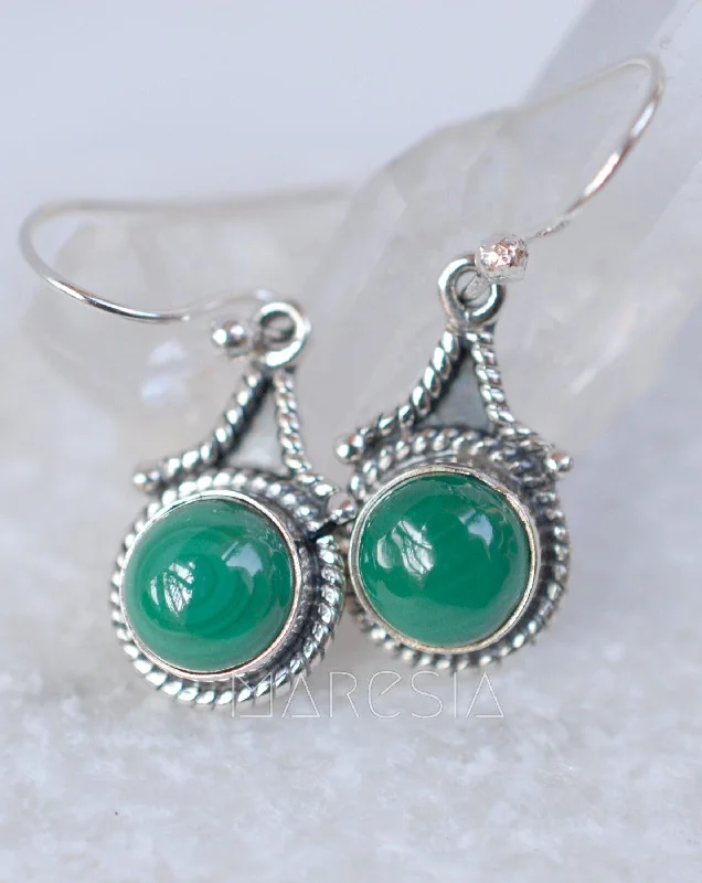 Wide cuff earrings-Malachite Earrings~ Sterling Silver 925 ~ ME010