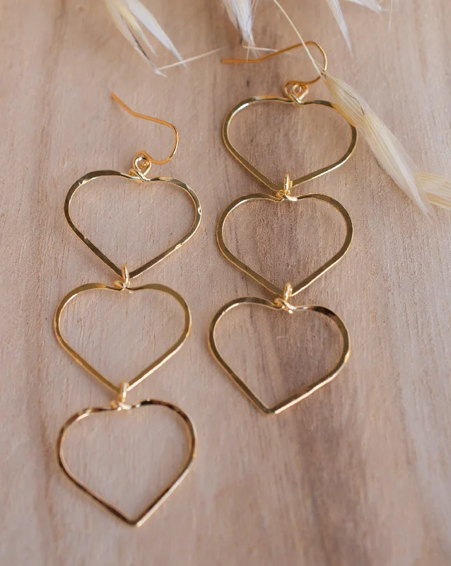 Tiny bead earrings-Ana Paula Heart Drop Earrings ~Gold Plated or Silver Plated ~ SME096