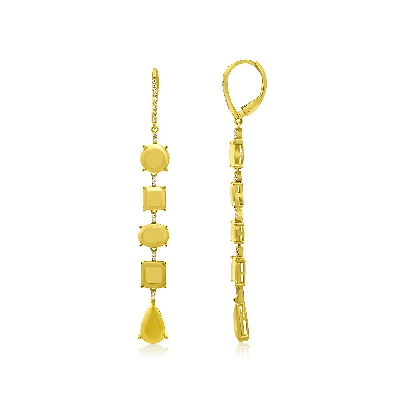 Aquamarine earrings-Multi Shape Gold Dangle Earrings