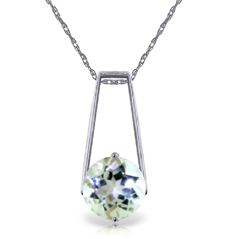 Worn medallion necklaces-1.45 Carat 14K White Gold Gold Necklace Aquamarine