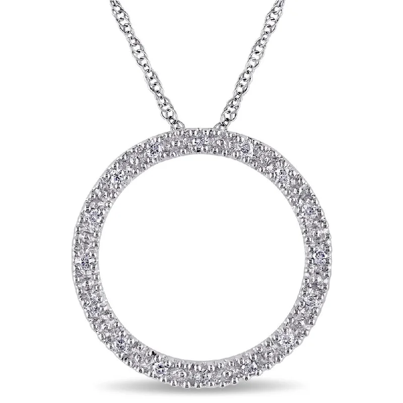 Lace charm necklaces-Miadora 10k White Gold 1/10ct TDW Diamond Circle Necklace