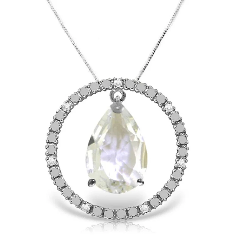 Yarn fringe necklaces-6.6 Carat 14K White Gold Diamond White Topaz Circle of Love Necklace