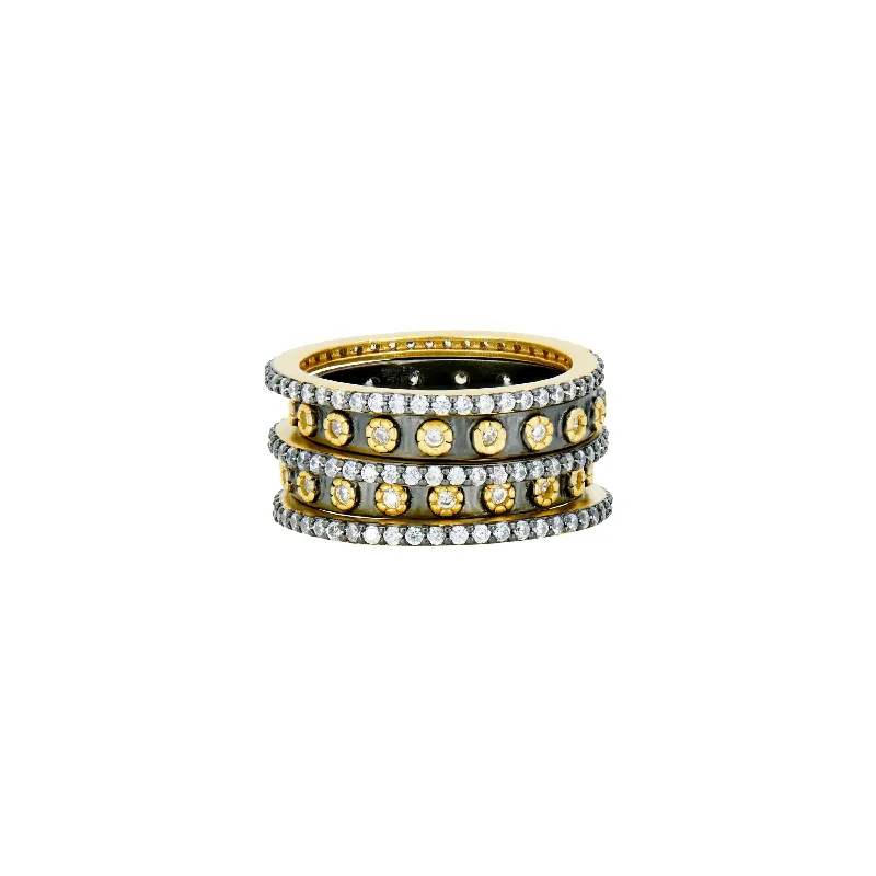 Alloy metal rings-Alloy metal rings-Two Tone 5-Stack Ring