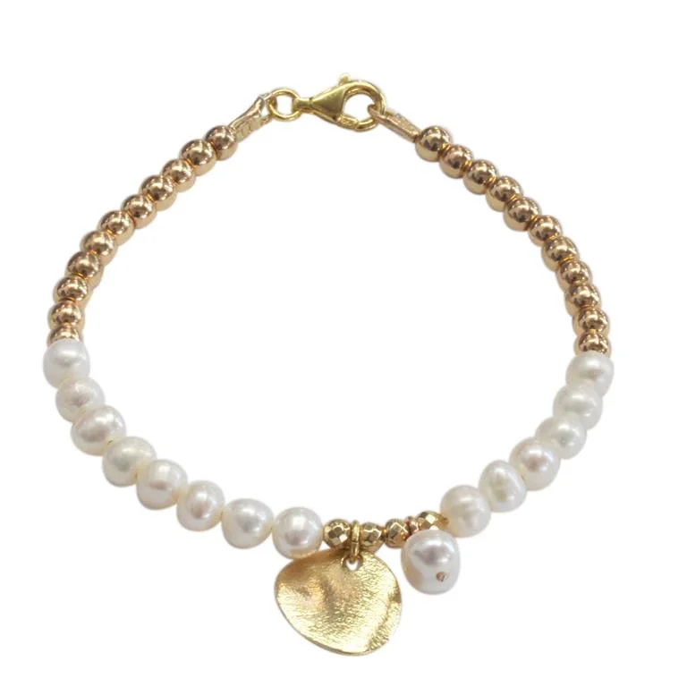 Gold Bead and Pearl Bracelet