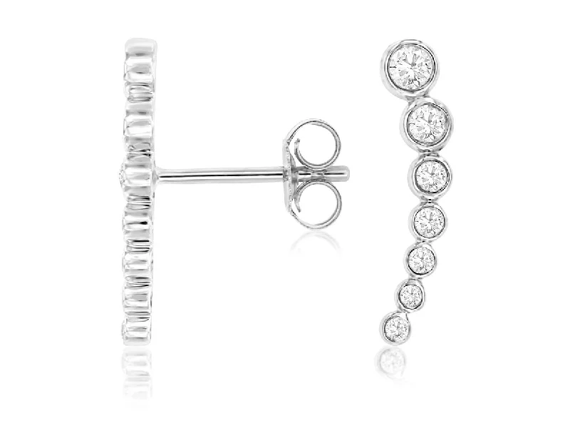 Wide hoop earrings-Bezel Set Diamond Ear Climber