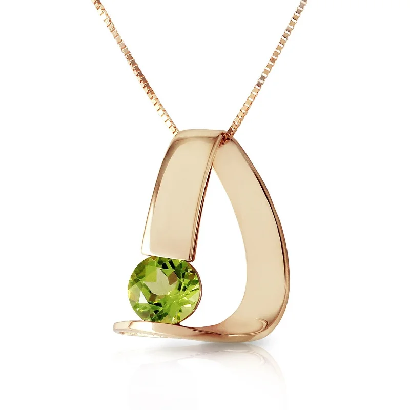 Rope braid necklaces-1.0 Carat 14K Solid Gold Modern Gemstone Necklace with Natural Peridot