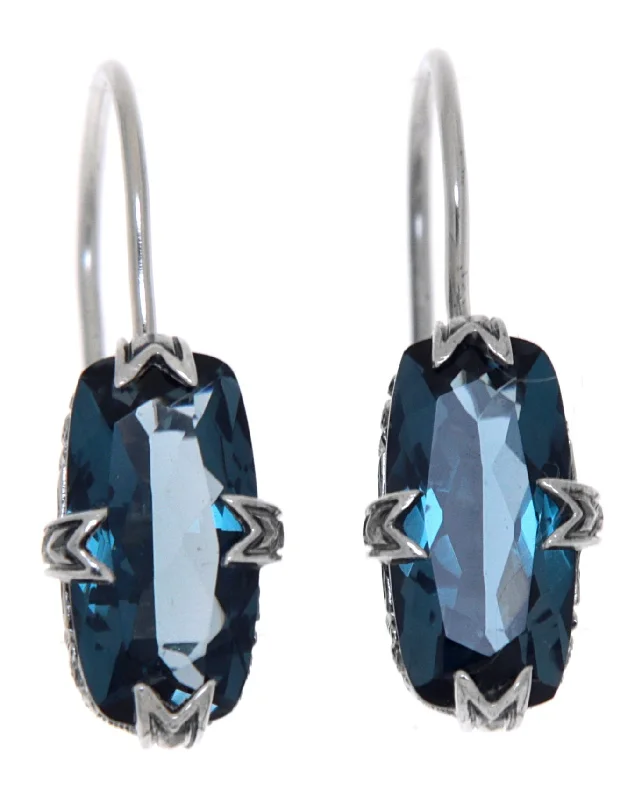 Playful gem earrings-Vintage Inspired London Blue Topaz Leverback Earrings