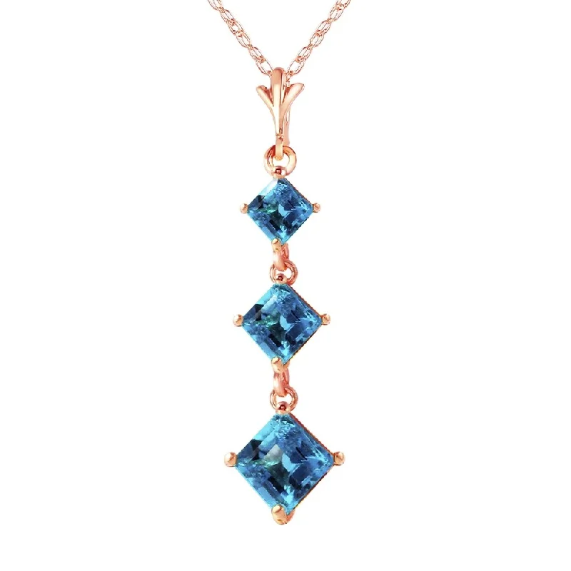 Wide weave necklaces-2.4 Carat 14K Rose Gold Waterdrops Blue Topaz Necklace