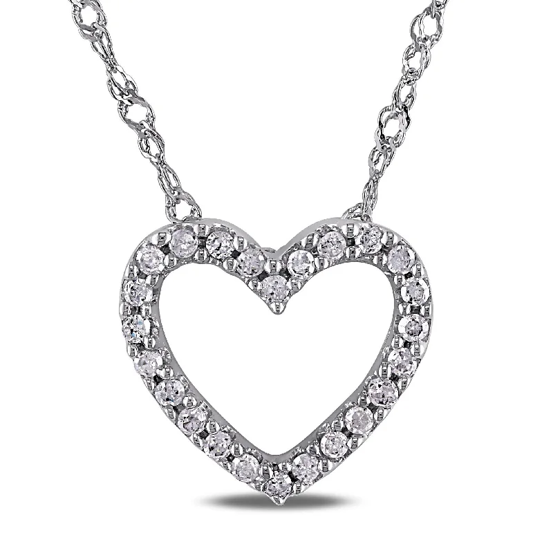 Pure crystal necklaces-Miadora 14k White Gold 1/10ct TDW Diamond Heart Necklace