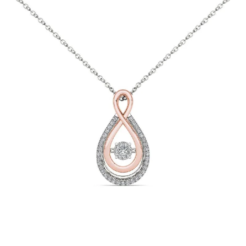 Surf wave necklaces-De Couer 10K Pink Two Tone White Gold 1/8ct TDW Dancing Diamond Necklace