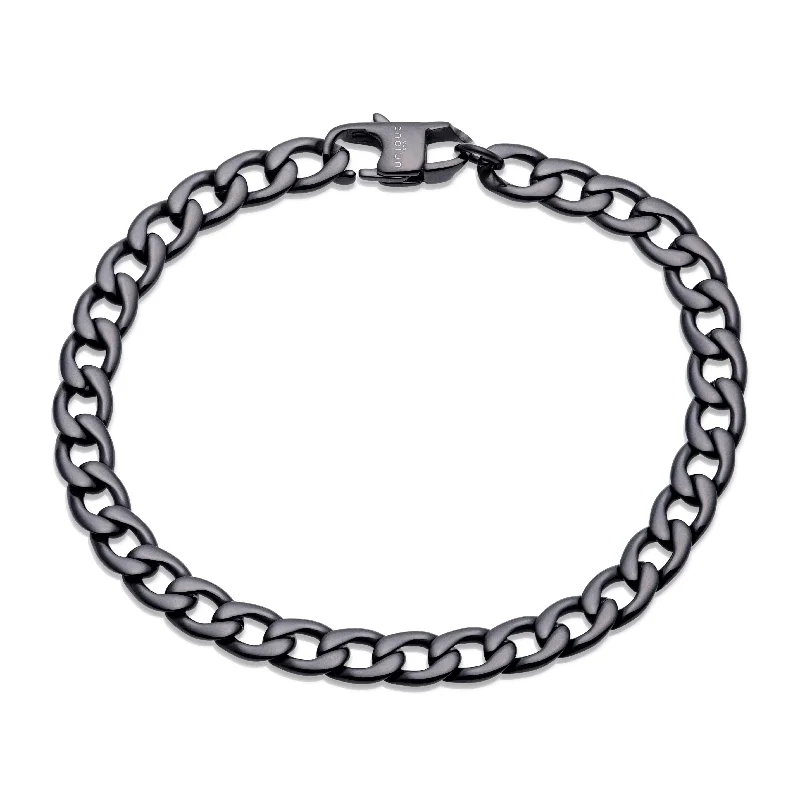 Unique & Co Black IP Curb Stainless Steel Bracelet