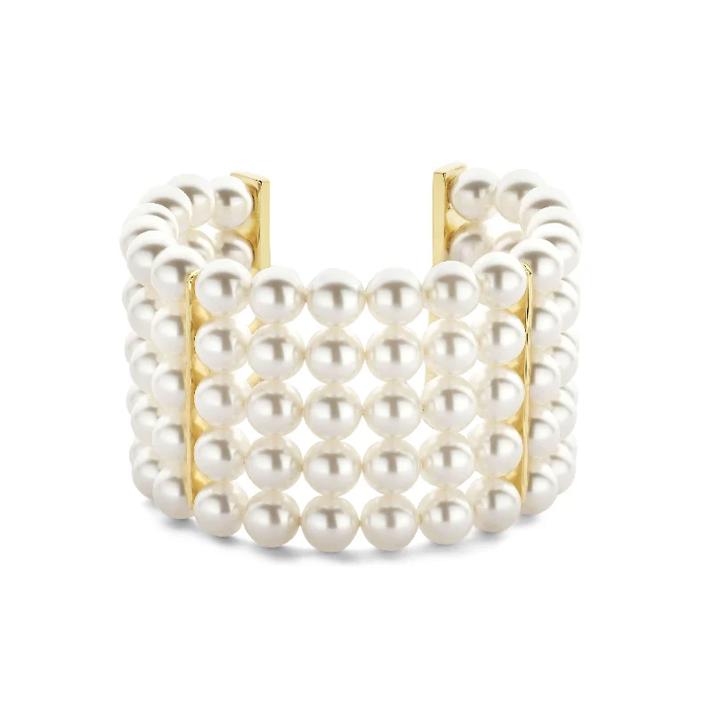 Ti Sento Yellow Gold Vermeil Multi Strand Pearl Bracelet