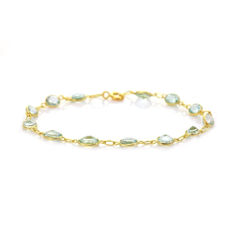 9ct Yellow Gold Bezel Set Aquamarine Bracelet