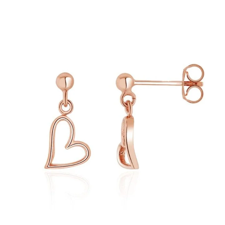 9ct Rose Gold Open Heart Drop