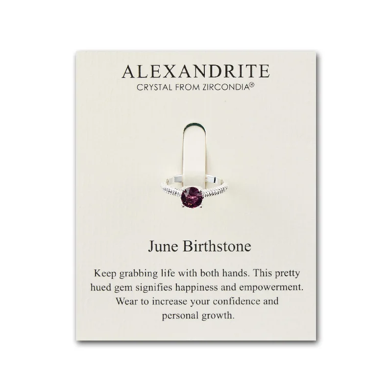 Crystal braid rings-Crystal braid rings-June (Alexandrite) Adjustable Birthstone Ring Created with Zircondia® Crystals