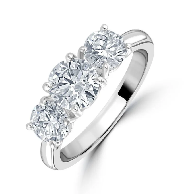 Platinum Round Brilliant Cut Diamond 3-Stone Ring