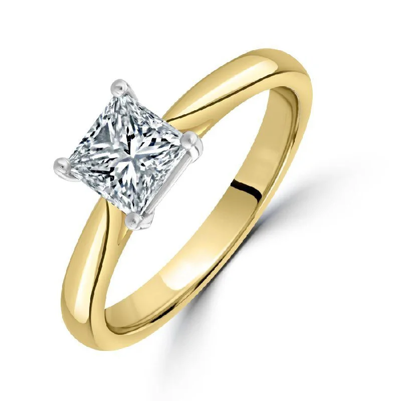 0.80ct Princess Cut Diamond Solitaire 18ct Yellow Gold Ring