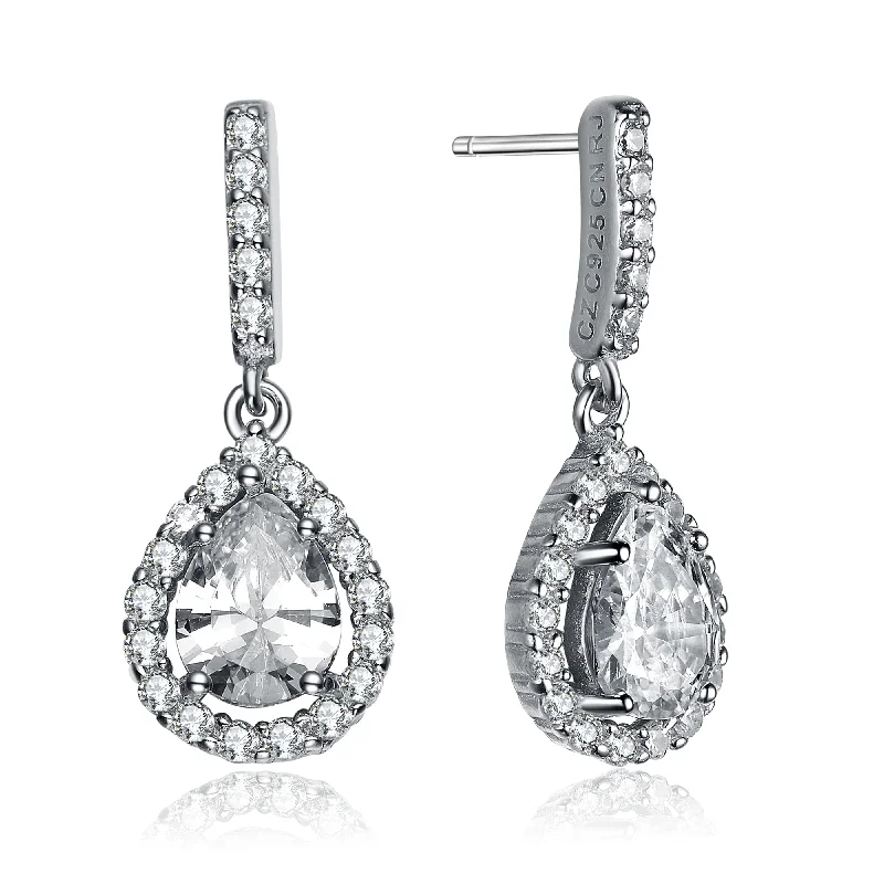 Petal design earrings-Constance Teardrop Cubic Zirconia Stud Earrings