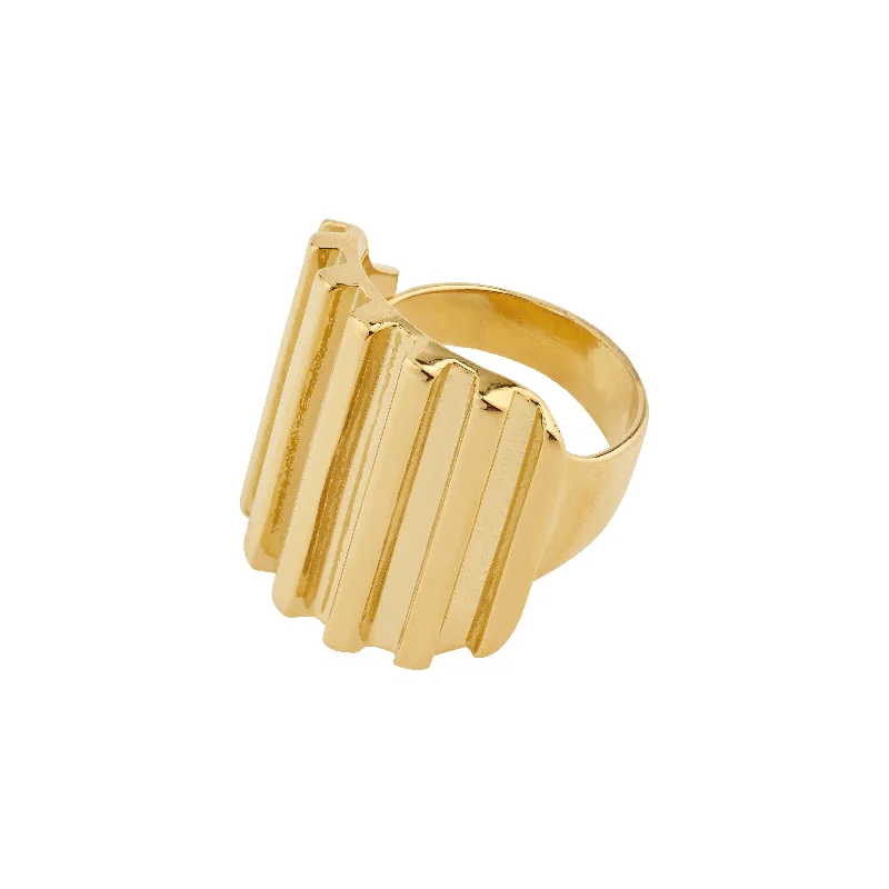 Flat band rings-Flat band rings-LAUREL ring gold-plated