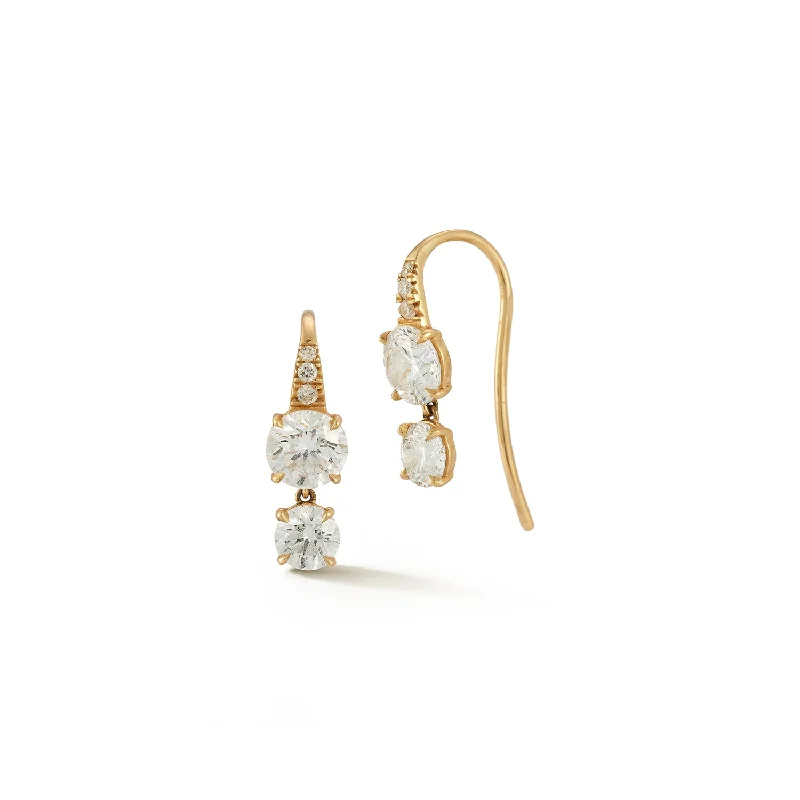 Flat gem earrings-Dew Drops - Double Diamond