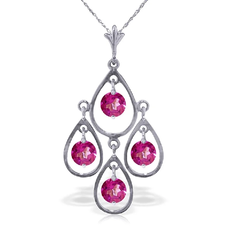 Luxe stone necklaces-1.2 CTW 14K Solid White Gold Not Hyphenated Pink Topaz Necklace