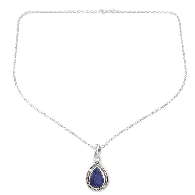 Bold druzy necklaces-Novica Handmade Halo Effect In Heaven Sapphire Pendant Necklace