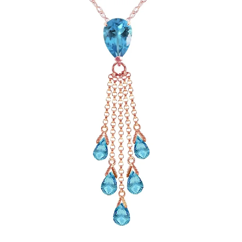 Light filigree necklaces-14K Rose Gold Briolette Blue Topaz Necklace Gemstone Series Limited Edition