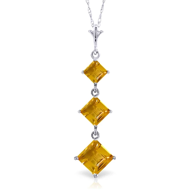 Dainty gem necklaces-2.4 CTW 14K Solid White Gold Forewarned Citrine Necklace